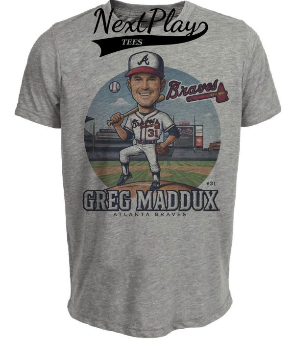 Atlanta Braves Greg Maddux Exclusive Retro Baseball 1995 Artwork Heather Gray Sublimated T-Shirt