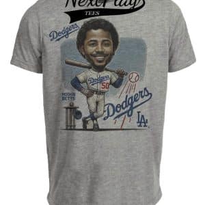Los Angeles Dodgers Mookie Betts Shortstop Exclusive Retro Baseball Artwork Heather Gray Sublimated T-Shirt