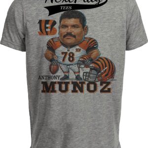 Cincinnati Bengals Anthony Munoz Exclusive Retro Football 1988 Artwork Heather Gray Sublimated T-Shirt