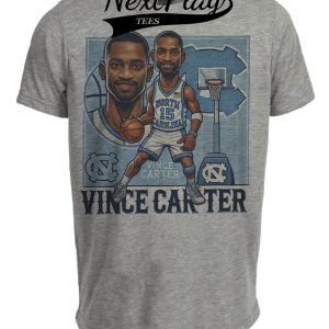 North Carolina Tar Heels Vince Carter Exclusive Retro Basketball 1996 Artwork Heather Gray Sublimated T-Shirt