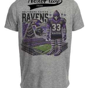 Baltimore Ravens Holiday Exclusive Retro Football Artwork Heather Gray Sublimated T-Shirt