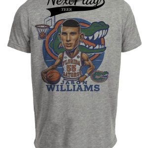 Florida Gators Jason Williams Exclusive Retro Basketball 1997 Artwork Heather Gray Sublimated T-Shirt