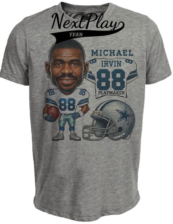 Dallas Cowboys Michael Irvin The Playmaker Exclusive Retro Football 1991 Artwork Heather Gray Sublimated T-Shirt