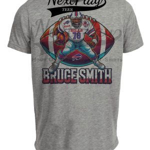 Buffalo Bills Bruce Smith Exclusive Retro Football Artwork Heather Gray Sublimated T-Shirt