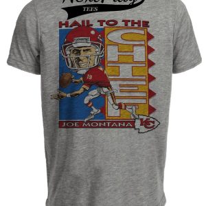 Kansas City Chiefs Joe Montana Retro Football 1992 Artwork Gray Sublimated T-Shirt