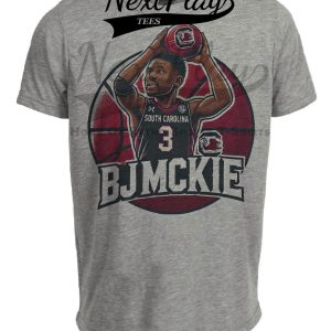 South Carolina Gamecocks BJ McKie Exclusive Retro March Madness Basketball Artwork Heather Gray Sublimated T-Shirt