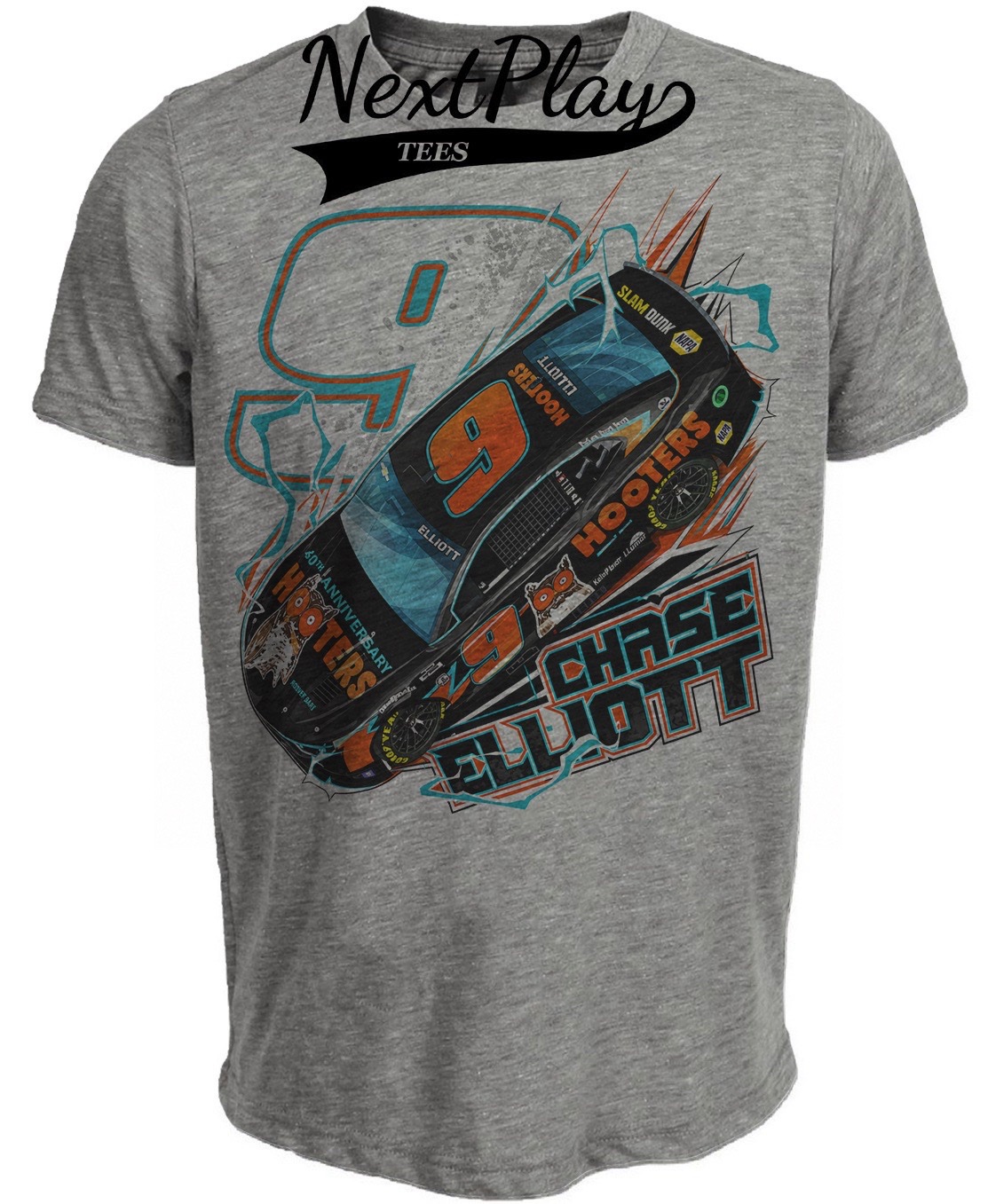 Chase Elliott Race Car Driver Retro Racing Gray Sublimated T-Shirt