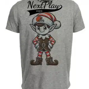 Cleveland Browns Holiday Exclusive Retro Football Brownie the Elf Artwork Heather Gray Sublimated T-Shirt