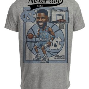 North Carolina Tar Heels Antawn Jamison Exclusive Retro Basketball 1997 Artwork Heather Gray Sublimated T-Shirt