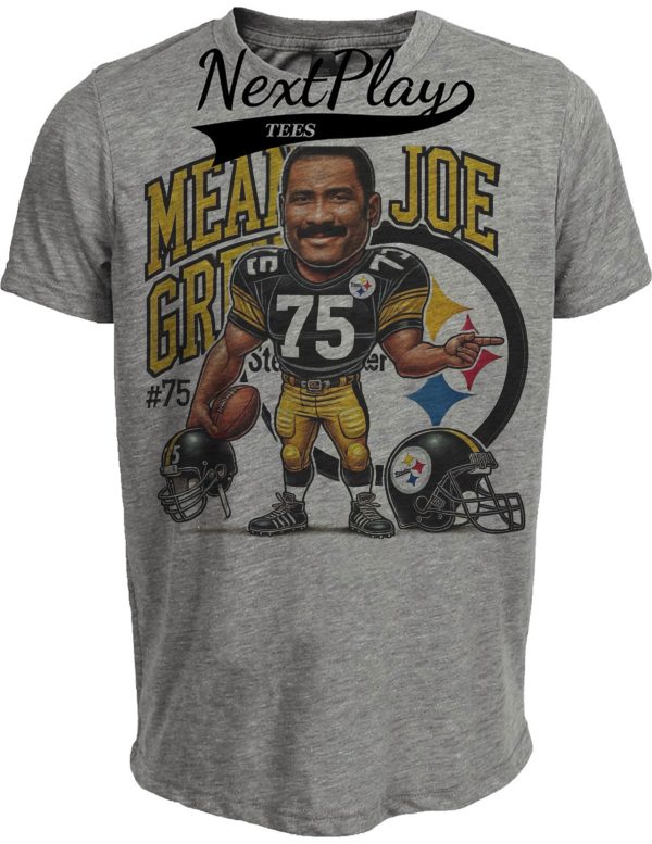 Pittsburgh Steelers Mean Joe Greene Exclusive Retro Football 1975 Artwork Heather Gray Sublimated T-Shirt