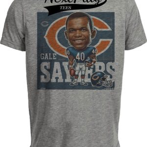 Chicago Bears Gale Sayers Exclusive Retro Football 1967 Artwork Heather Gray Sublimated T-Shirt