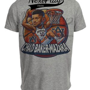 Auburn Tigers Chad Baker-Mazara Exclusive Retro Basketball Artwork Heather Gray Sublimated T-Shirt