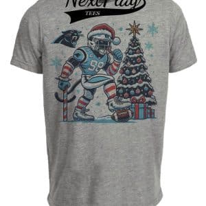 Carolina Panthers Holiday Santa Exclusive Retro Football Artwork Heather Gray Sublimated T-Shirt