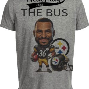 Pittsburgh Steelers Jerome Bettis The Bus Exclusive Retro Football 1998 Artwork Heather Gray Sublimated T-Shirt
