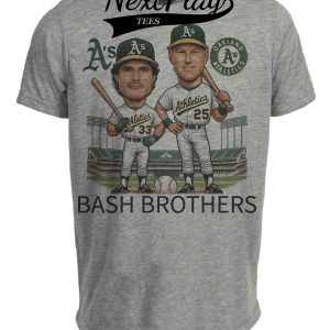 Oakland A’s Bash Brothers Jose Canseco Mark McGwire Exclusive Retro Baseball 1988 Artwork Heather Gray Sublimated T-Shirt