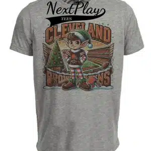 Cleveland Browns Holiday Stadium Exclusive Retro Football Artwork Heather Gray Sublimated T-Shirt