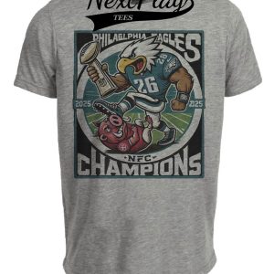 Philadelphia Eagles Exclusive Retro Football Conference Championship Artwork Heather Gray Sublimated T-Shirt