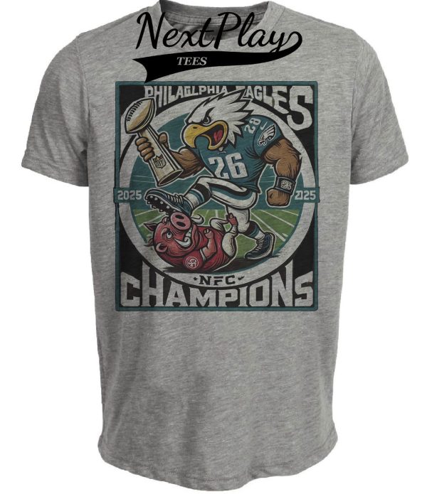 Philadelphia Eagles Exclusive Retro Football Conference Championship Artwork Heather Gray Sublimated T-Shirt