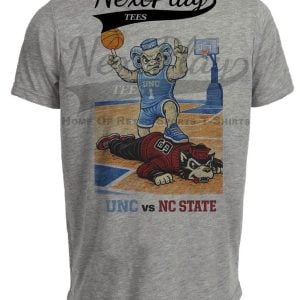 North Carolina Tar Heels vs NC State Wolfpack Rivals Basketball Gray Sublimated T-Shirt
