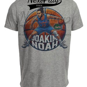Florida Gators Joakim Noah Exclusive Retro March Madness Basketball Artwork Heather Gray Sublimated T-Shirt