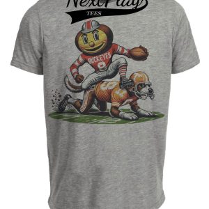 Ohio State Buckeyes vs. Tennessee Volunteers Exclusive Retro Rivalries Playoff Football Artwork Heather Gray Sublimated T-Shirt