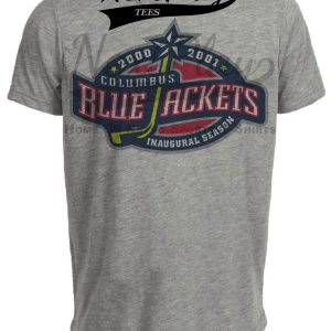 Columbus Blue Jackets Retro Hockey Inaugural Season Artwork Heather Gray Sublimated T-Shirt