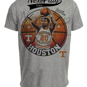Tennessee Volunteers Allan Houston Exclusive Retro March Madness Basketball Artwork Heather Gray Sublimated T-Shirt