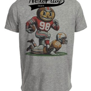 Ohio State Buckeyes vs. Tennessee Volunteers Exclusive Retro Rivalries Playoff Football Artwork Heather Gray Sublimated T-Shirt