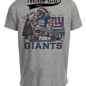 New York Giants Holiday Exclusive Retro Football Artwork Heather Gray Sublimated T-Shirt