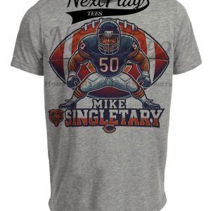 Chicago Bears Mike Singletary Exclusive Retro Football Artwork Heather Gray Sublimated T-Shirt