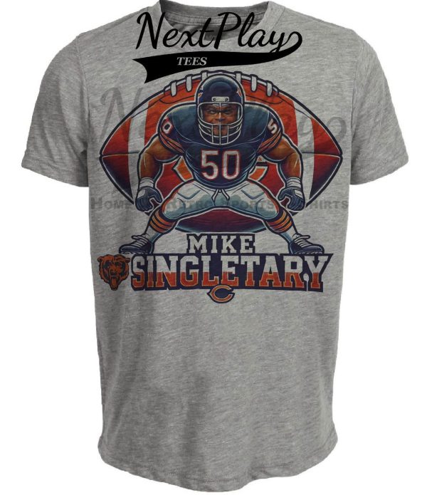 Chicago Bears Mike Singletary Exclusive Retro Football Artwork Heather Gray Sublimated T-Shirt