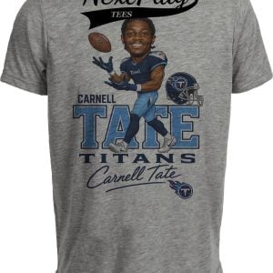 Tennessee Titans Carnell Tate Draft Football Gray Sublimated T-Shirt