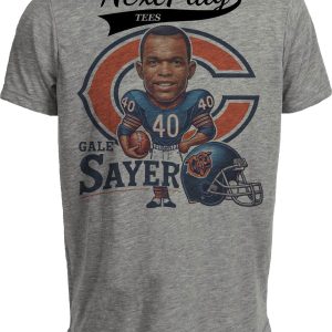 Chicago Bears Gale Sayers Exclusive Retro Football 1965 Artwork Heather Gray Sublimated T-Shirt