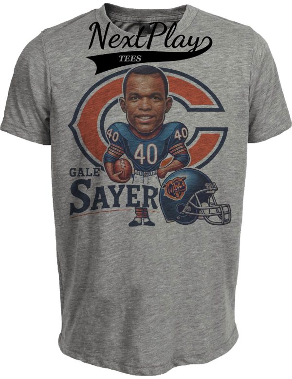 Chicago Bears Gale Sayers Exclusive Retro Football 1965 Artwork Heather Gray Sublimated T-Shirt