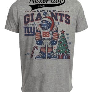New York Giants Holiday Santa Exclusive Retro Football Artwork Heather Gray Sublimated T-Shirt