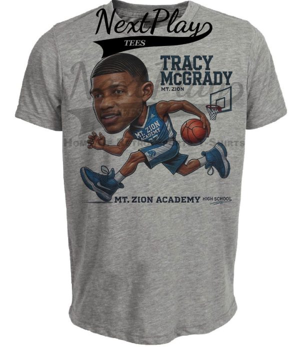 Mt. Zion Academy Tracy McGrady Exclusive Retro March Madness Basketball Artwork Heather Gray Sublimated T-Shirt
