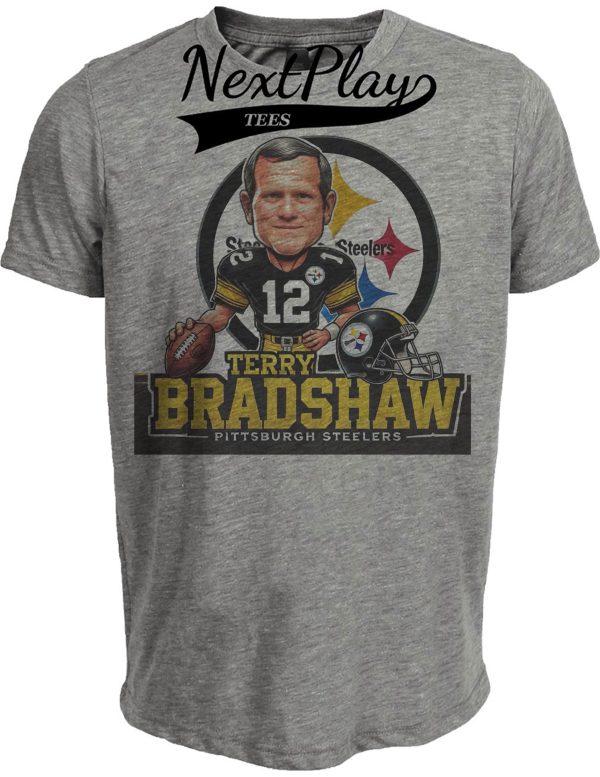 Pittsburgh Steelers Terry Bradshaw Exclusive Retro Football 1976 Artwork Heather Gray Sublimated T-Shirt