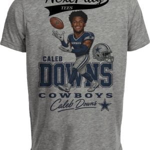 Dallas Cowboys Caleb Downs Draft Football Gray Sublimated T-Shirt