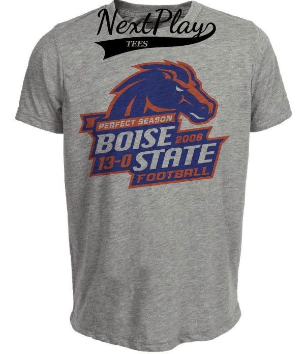 Boise State Broncos Retro Perfect Season Football 2006 Artwork Heather Gray Sublimated T-Shirt