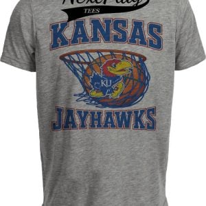 Kansas Jayhawks Vintage Basketball Gray Sublimated T-Shirt