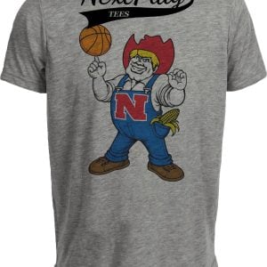 Nebraska Cornhuskers Basketball Mascot Retro Gray Sublimated T-Shirt
