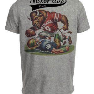 Indiana Hoosiers vs. Notre Dame Fighting Irish Exclusive Retro Rivalries Playoff Football Artwork Heather Gray Sublimated T-Shirt