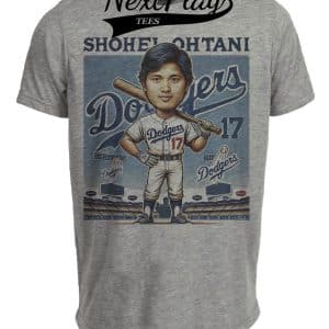 Los Angeles Dodgers Shohei Ohtani Exclusive Stadium Retro Baseball Artwork Heather Gray Sublimated T-Shirt