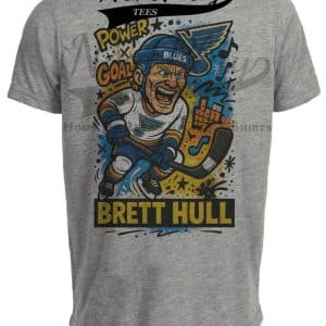St. Louis Blues Brett Hull Caricature Exclusive Retro Hockey Artwork Heather Gray Sublimated T-Shirt