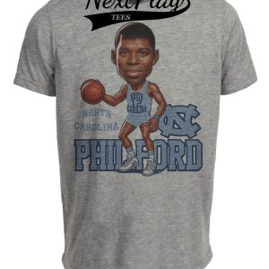 North Carolina Tar Heels Phil Ford Exclusive Retro Basketball 1977 Artwork Heather Gray Sublimated T-Shirt