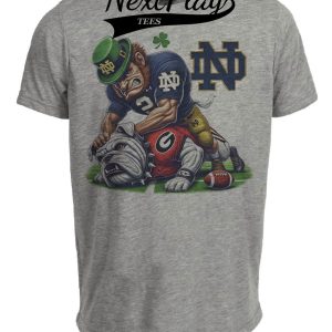 Notre Dame Fighting Irish vs. Georgia Bulldogs Exclusive Retro Rivalries Playoff Football Submission Artwork Heather Gray Sublimated T-Shirt