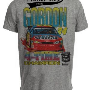Jeff Gordon 4 Time Champion Retro Racing Gray Sublimated T-Shirt