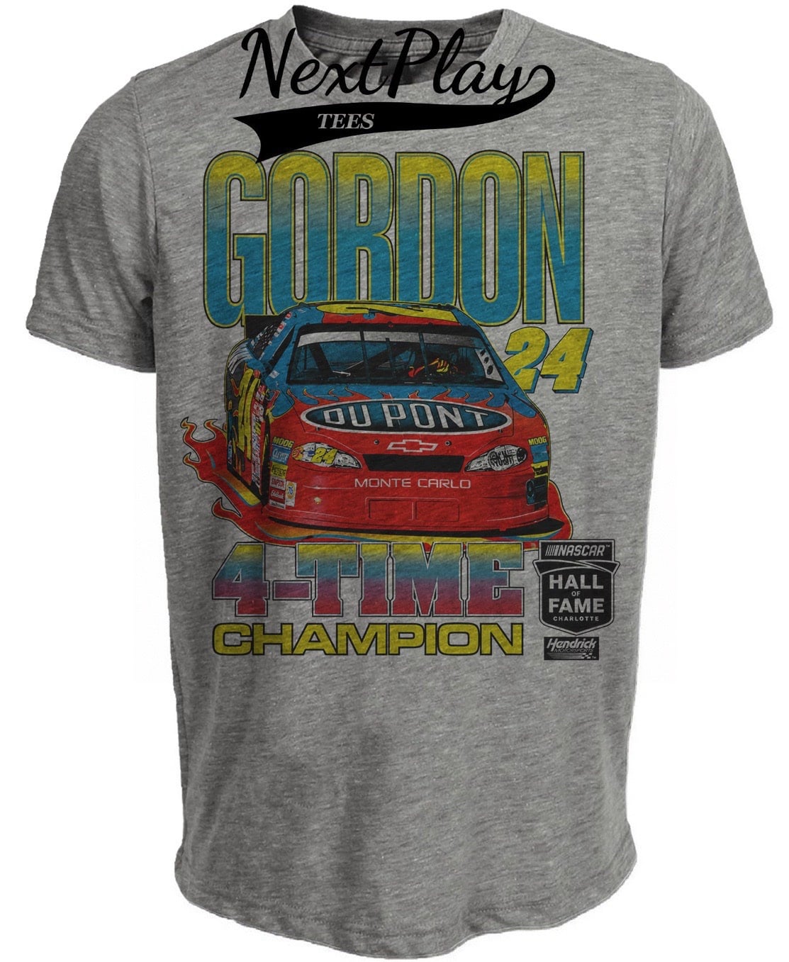 Jeff Gordon 4 Time Champion Retro Racing Gray Sublimated T-Shirt