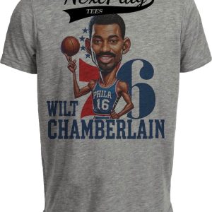 Philadelphia 76ers Wilt Chamberlain Exclusive Retro Basketball 1965 Artwork Heather Gray Sublimated T-Shirt