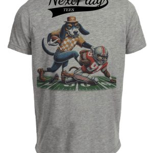 Tennessee Volunteers vs. Ohio State Buckeyes Exclusive Retro Rivalries Playoff Football Artwork Heather Gray Sublimated T-Shirt